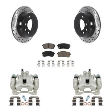 Rear Brake Caliper Drill Slot Rotors Ceramic Pad Kit For Hyundai Tucson Kia Sportage FWD KCD-100591C