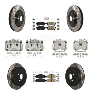 Front Rear Brake Caliper Drill Slot Rotors Ceramic Pad Kit (10Pc) For Lexus RX350 RX450h KCD-100591N