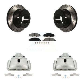 Rear Brake Caliper Drill Slot Rotor Semi-Metallic Pad Kit For Ram 1500 With 8 Lug Wheels KCD-100591S