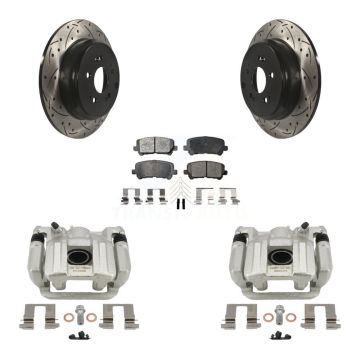 Rear Brake Coated Caliper Drilled Slot Rotor Ceramic Pad Kit For 2011-2017 Honda Odyssey KCD-100591T