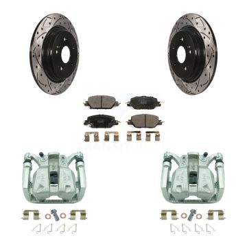 Rear Disc Brake Coated Caliper Drill Slot Rotor Ceramic Pad Kit For 2017-2022 Honda CR-V KCD-100592T
