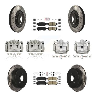 Front Rear Brake Caliper Drill Slot Rotors Ceramic Pad Kit (10Pc) For Lexus RX350 RX450h KCD-100593N