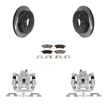 Rear Brake Caliper Drill Slotted Rotor Ceramic Pad Kit For Nissan Frontier Xterra Suzuki KCD-100593T