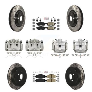 Front Rear Brake Caliper Drill Slot Rotors Ceramic Pad Kit (10Pc) For Lexus RX350 RX450h KCD-100594N