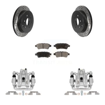 Rear Brake Coated Caliper Drilled Slot Rotor Ceramic Pad Kit For 2006-2007 Nissan Xterra KCD-100594T