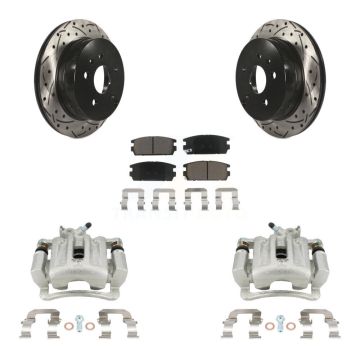 Rear Brake Caliper Drill Slotted Rotor Ceramic Pad Kit For Chevrolet Equinox GMC Terrain KCD-100595C