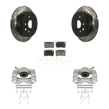 Rear Disc Brake Coated Caliper Drilled Slotted Rotor And Ceramic Pad Kit For Lexus IS250 KCD-100596C