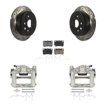 Rear Brake Coat Caliper Drill Slot Rotors Ceramic Pad Kit For 2010-2011 Lexus IS250 Base KCD-100597C