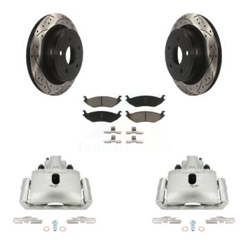 Rear Brake Caliper Drilled Slot Rotor Ceramic Pad Kit For Ram 1500 Classic Dodge Durango KCD-100598C
