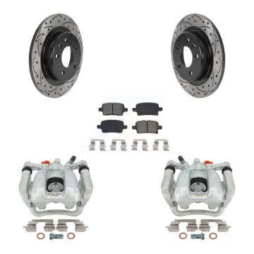 Rear Brake Coat Caliper Drill Slot Rotor Semi-Metallic Pad Kit For Chevrolet Equinox GMC KCD-100598S