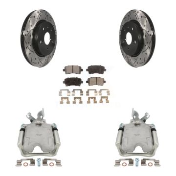 Rear Brake Coated Caliper Drill Slotted Rotors Ceramic Pad Kit For Buick LaCrosse Allure KCD-100599T