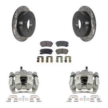 Rear Brake Caliper Drill Slot Rotor Semi-Metallic Pad Kit For Kia Sportage From 12 10 15 KCD-100600P