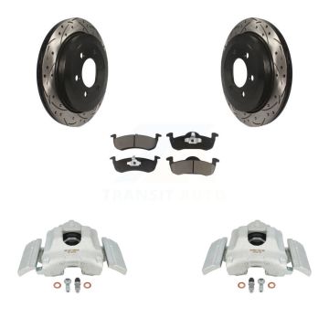 Rear Brake Coated Caliper Drilled Slot Rotor Ceramic Pad Kit For Ford Expedition Lincoln KCD-100601C