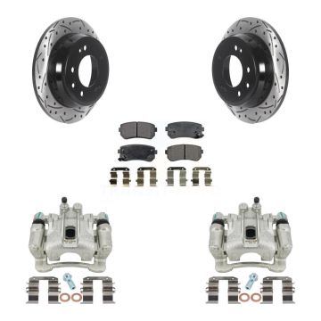 Rear Brake Caliper Drill Slot Rotors Ceramic Pad Kit For Hyundai Tucson Kia Sportage FWD KCD-100602T