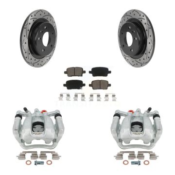 Rear Brake Caliper Drilled Slot Rotor Ceramic Pad Kit For Buick LaCrosse Regal Sportback KCD-100605C