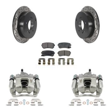 Rear Brake Caliper Drill Slot Rotors Ceramic Pad Kit For 2016 Kia Sportage From 12 10 15 KCD-100605T