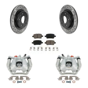 Rear Brake Caliper Drill Slotted Rotor Ceramic Pad Kit For Chevrolet Equinox GMC Terrain KCD-100606C