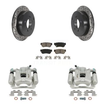 Rear Brake Coat Caliper Drill Slot Rotors Ceramic Pad Kit For 2001-2006 Hyundai Santa Fe KCD-100607C