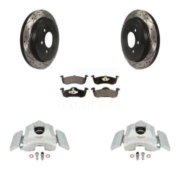 Rear Brake Caliper Drill Slotted Rotor Semi-Metallic Pad Kit For Ford Expedition Lincoln KCD-100607P