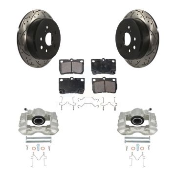 Rear Disc Brake Coated Caliper Drilled Slotted Rotor And Ceramic Pad Kit For Lexus IS250 KCD-100607T