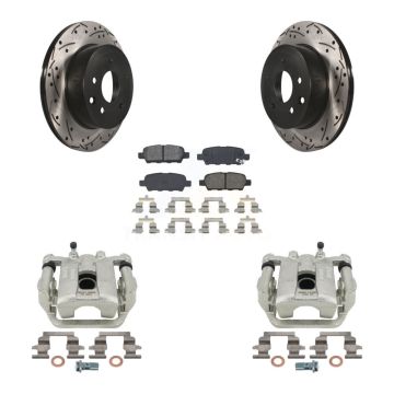 Rear Brake Caliper Drill Slot Rotor Semi-Metallic Pad Kit For Nissan Rogue Sport Qashqai KCD-100608S