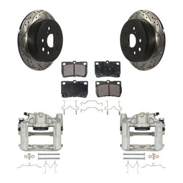 Rear Brake Coat Caliper Drill Slot Rotors Ceramic Pad Kit For 2010-2011 Lexus IS250 Base KCD-100608T