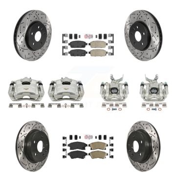 Front Rear Brake Caliper Drill Slot Rotors Ceramic Pad Kit (10Pc) For Chevrolet Sonic RS KCD-100612N