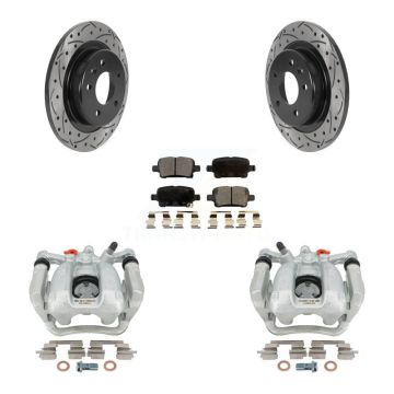 Rear Brake Coat Caliper Drill Slot Rotor Semi-Metallic Pad Kit For Chevrolet Equinox GMC KCD-100612P