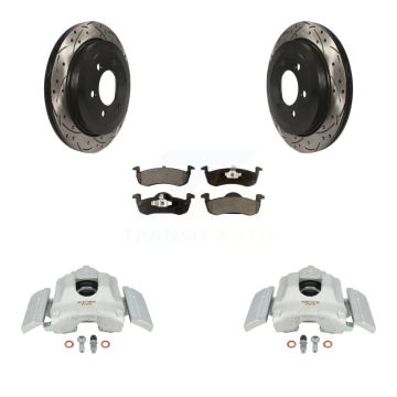 Rear Brake Coated Caliper Drilled Slot Rotor Ceramic Pad Kit For Ford Expedition Lincoln KCD-100612T