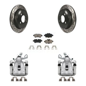 Rear Disc Brake Coated Caliper Drilled Slotted Rotor And Ceramic Pad Kit For Mini Cooper KCD-100613C