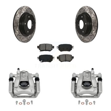 Rear Brake Coated Caliper Drilled Slot Rotor Semi-Metallic Pad Kit For 2016-2021 Mazda 6 KCD-100613S