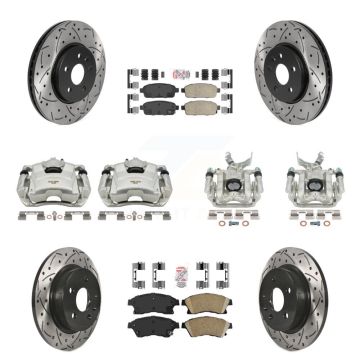 Front Rear Brake Caliper Drill Slot Rotors Ceramic Pad Kit (10Pc) For Chevrolet Sonic RS KCD-100614N