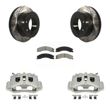 Rear Brake Caliper Drill Slot Rotors Semi-Metallic Pad Kit For GMC Chevrolet Sierra 2500 KCD-100614S