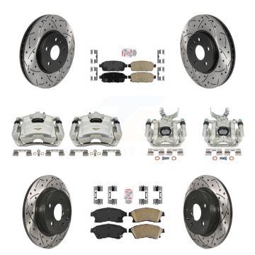 Front Rear Brake Caliper Drill Slot Rotors Ceramic Pad Kit (10Pc) For Chevrolet Sonic RS KCD-100615N