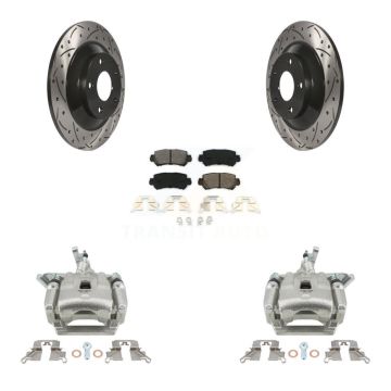 Rear Brake Coat Caliper Drill Slot Rotors Semi-Metallic Pad Kit For 2013-2015 Mazda CX-5 KCD-100615S