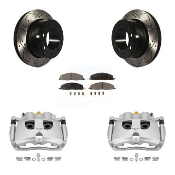 Rear Disc Brake Coated Caliper Drill Slot Rotors Ceramic Pad Kit For Ram 3500 2500 Dodge KCD-100615T