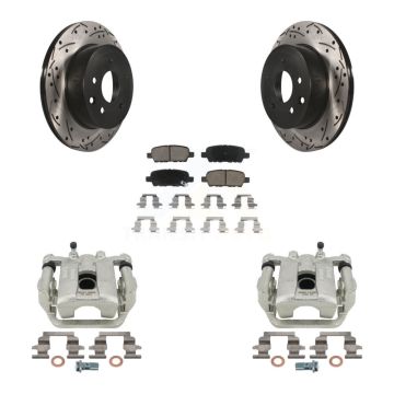 Rear Brake Caliper Drill Slot Rotors Ceramic Pad Kit For Nissan Rogue Sport Qashqai LEAF KCD-100616C
