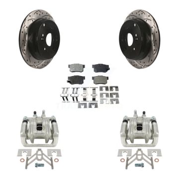 Rear Disc Brake Coated Caliper Drilled Slotted Rotor Semi-Metallic Pad Kit For Acura RDX KCD-100616P