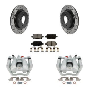 Rear Brake Caliper Drilled Slot Rotor Ceramic Pad Kit For Buick LaCrosse Regal Sportback KCD-100616T