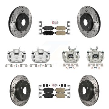 Front Rear Brake Coat Caliper Drill Slot Rotor Ceramic Pad Kit (10Pc) For Chevrolet Trax KCD-100617N