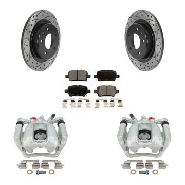 Rear Brake Caliper Drill Slotted Rotor Ceramic Pad Kit For Chevrolet Equinox GMC Terrain KCD-100617T