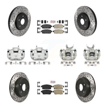 Front Rear Brake Coat Caliper Drill Slot Rotor Ceramic Pad Kit (10Pc) For Chevrolet Trax KCD-100618N