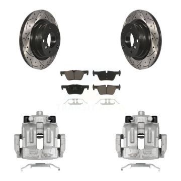 Rear Disc Brake Coated Caliper Drilled Slotted Rotors And Ceramic Pads Kit For BMW 328i KCD-100619C