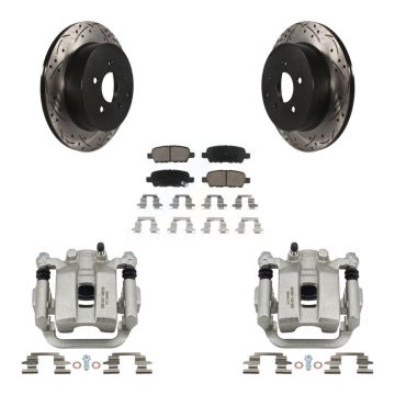Rear Disc Brake Coated Caliper Drill Slot Rotors Ceramic Pad Kit For Nissan Murano Quest KCD-100620C