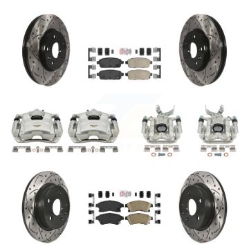 Front Rear Brake Caliper Drill Slotted Rotors Ceramic Pad Kit (10Pc) For Chevrolet Sonic KCD-100620N