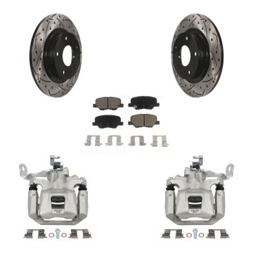 Rear Disc Brake Coated Caliper Drill Slotted Rotor Ceramic Pad Kit For 2014-2015 Mazda 6 KCD-100621C
