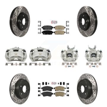 Front Rear Brake Caliper Drill Slotted Rotors Ceramic Pad Kit (10Pc) For Chevrolet Sonic KCD-100621N