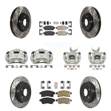 Front Rear Brake Caliper Drill Slotted Rotors Ceramic Pad Kit (10Pc) For Chevrolet Sonic KCD-100622N
