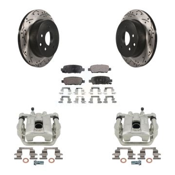 Rear Brake Caliper Drill Slot Rotor Semi-Metallic Pad Kit For Nissan Rogue Sport Qashqai KCD-100622P
