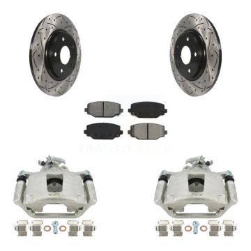 Rear Brake Coated Caliper Drill Slot Rotor Semi-Metallic Pad Kit For Dodge Grand Caravan KCD-100622S